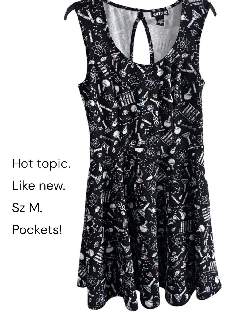 Hot Topic Black Science Print Fit & Flare Dress